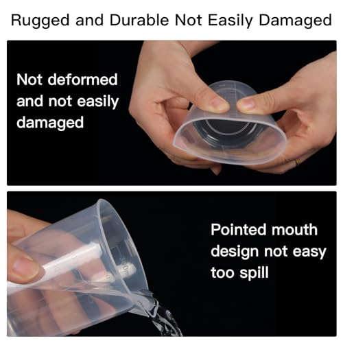 5 Pack Plastic Measuring Jugs, Transparent Lab Graduated Beakers, Heat Resistant Measuring Mixing Cups Set, Multipurpose Cooking Baking Liquid Measure Tool 30ml 50ml 100ml 150ml 300ml
