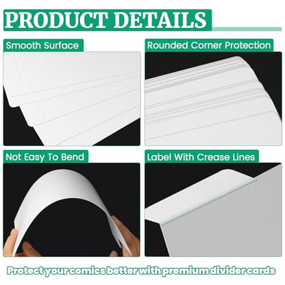 50 Pack Comic Book Dividers, 11.26" x 7.24" Comic Dividers | 24PT Cardboard Comic Book Dividers with Tabs for Comic Book Storage Boxes, Magazines and Fabric Organization