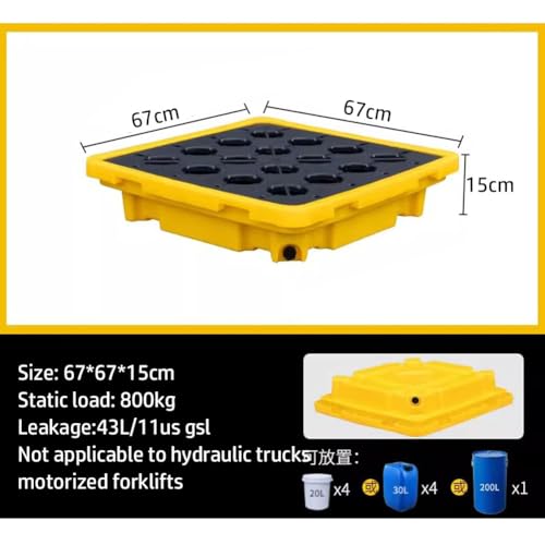 Modular Leak Platform/Grid Pads.Modular Spill Containment Tray - Heavy-Duty Oil Drum Holding Platform, Leak-Proof Spill Pallets for Industrial Safety & Environmental Protection，（Yellow，67 * 67 - size: 67*67*15cm