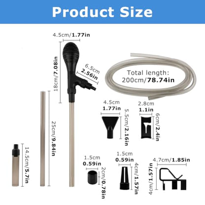 27inch Aquarium Siphon Vacuum Cleaner for Fish Tank Cleaning Gravel & Sand | 80GPH Powerful Fish Tank Vacuum Gravels Cleaning Kit, for Water Changer, Sand Cleaner, Dirt Removal