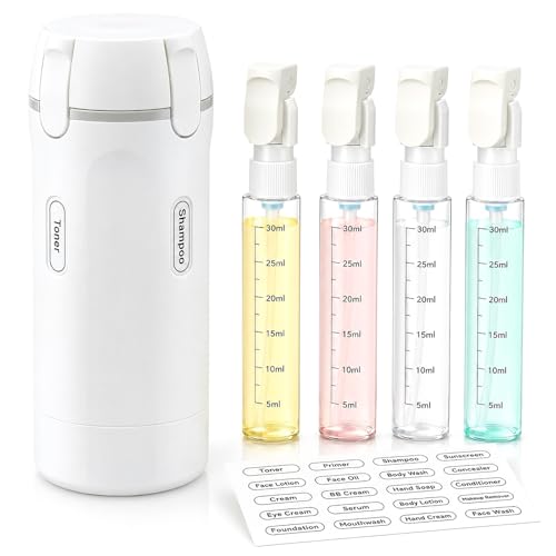 4-in-1 Travel Dispenser Bottle, Travel Toiletry Containers, 30mL Bottles - color: White