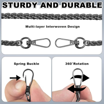 ELANE 4 PCS Purse Chain Straps,47" Purse Straps Purse Chains for Handbags Accessories for Crossbody Bags Purses - color: S-black