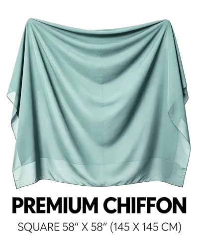 Lina & Lily Premium Chiffon Hijab Head Scarf Shawl Wrap for Muslim Women Square 58'' x 58'' - color: Sage Green