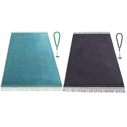 Z&Z living Space Soft Padded Prayer Mat – Extra Thick Comfort Rug for Home, Travel, Meditation, and Kneeling Support (Black and Green) - color: Black＆green