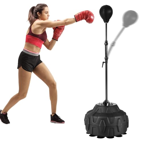 Punching Bag with Stand Height Adjustable 55.9-71.6”Box Trainer - Rugged Boxing Equipment for Home Gym, Fast Reflex Training, Knockout Workouts, Speed Bag for Adults and Kid, Relieve Stress & Fitness