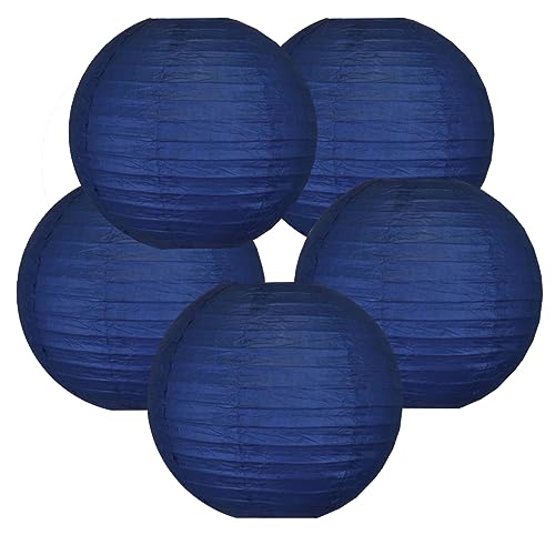 Paper Lanterns Party Decorations Navy Blue, 12inch Sets of 5 - color: Navy Blue, size: 12inch