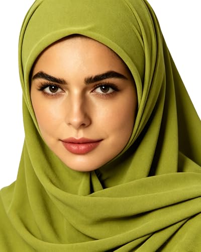 Lina & Lily Premium Chiffon Hijab Head Scarf Shawl Wrap for Muslim Women Square 58'' x 58'' - color: Lime Green