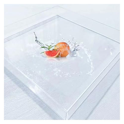 Transparent Acrylic Water Tank Display Box for Photography, Shallow Sink Prop, Deep Water Storage for Cosmetics, Coffee Tray, Desktop Organizer (30x30x5cm/11.8x11.8x2in)