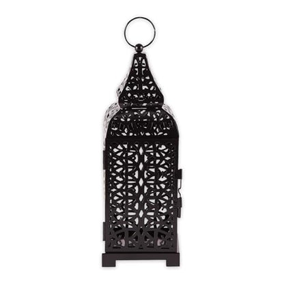 Zingz & Thingz Moroccan Style Candle Lantern Holder, Decorative Light Home Decor, Indoor & Outdoor, 13" Tall, Black
