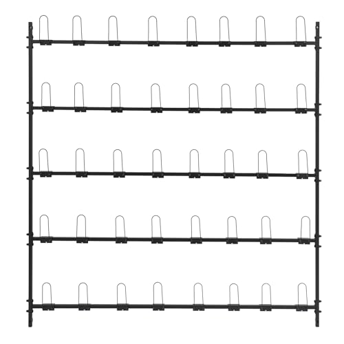 Boxing Glove Storage Rack, 5 Tiers Wall Mounted Metal Display Holder with Hooks, Heavy Duty Boxing Glove Organizer Shelf, Boxing Gloves Drying Rack for Gym, Home, Shopping Center
