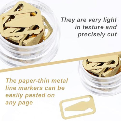 100Pcs Book Line Markers, Gold/Silver Metal Bookmarks Tin Mixed Metals Book Page Markers Book Marker Clips Book Annotation Supplies for Teachers, Students, Readers