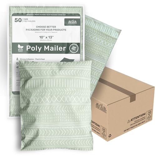 Poly Mailers 10x13 Inch 500 Pack Medium Shipping Bags Strong Thick Mailing Envelopes | Self Sealing Adhesive | Waterproof & Tear Resistant | Small Business Packaging for Clothing - Boho Green - color: Green, size: 10x13 (500 Pack)