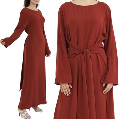 Abaya Dress for Muslim Eid Prayer Jilbab Dubai Women Maxi Kaftan Islamic Salah Dress Soft Muslim Women Clothes - color: Reda, size: Large