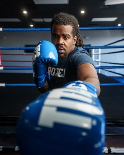 TITLE Boxing Inferno Intensity Lace Training Gloves - MMA, Kickboxing, Punching Bag, Sparring - 14, 16, 18oz - color: Blue/White, size: 16 oz