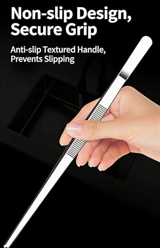 10Inch Fine-Tip Kitchen Tweezers Tongs – Extra-Long Stainless Steel Cooking Tweezers Dishwasher Safe for Grilling, Baking & Food Prep (10In Straight BBQ Tongs) - color: 10In Straight BBQ Tongs