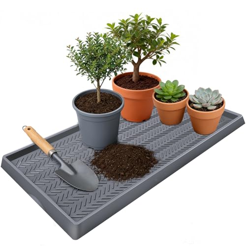 Kalolary 30" x16" Silicone Plant Trays Plant Saucer Growing Tray | Rectangular Heavy Sturdy Silicone Plant Drainage Saucers Plant Drip Trays for Pots Seed Starter Growing Trays