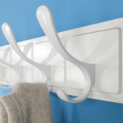 SKOLOO Coat Rack Wall Mount - Scandi-Style Wooden Carved-Block Coat Hook,Pack of 2, Wall Coat Hanger with 6 Hooks for Hanging Coats, Hats, Clothing, Scarfs, White - color: Allwhite