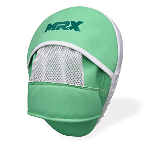 MRX Gel Tech Boxing Hook & Jab Pads MMA Focus Punching Mitts Training Thai Kick Strike Shield Curved Black/White - color: Sea Green