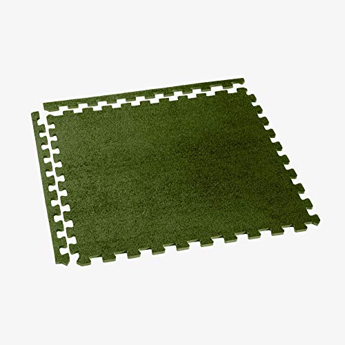 We Sell Mats 3/8 Inch Thick Interlocking Foam Carpet Tiles Durable Carpet Squares Anti Fatigue Support for Home Office or Classroom Use - color: Olive, style: 16 Square Feet (4 Tiles)