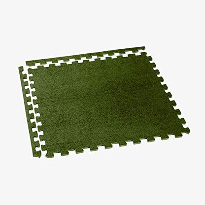We Sell Mats 3/8 Inch Thick Interlocking Foam Carpet Tiles Durable Carpet Squares Anti Fatigue Support for Home Office or Classroom Use - color: Olive, style: 48 Square Feet (12 Tiles)