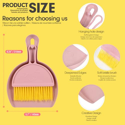 Small Broom and Dustpan Set,mini Broom and Dustpan Set,Kids Broom Set,for Home, Sofas, Kitchen countertops, Storage Shelves, bathrooms, and pet Areas Cleaning - color: Pink