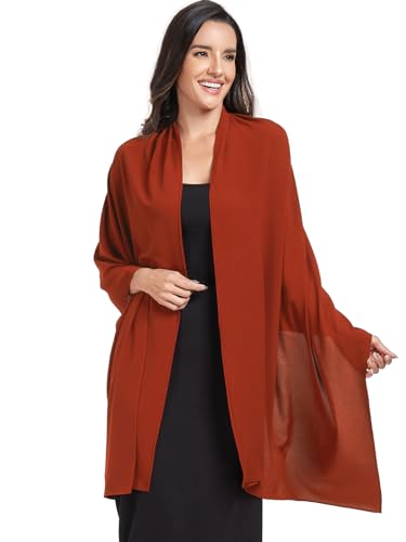 Chiffon Shawl and Wraps for Women Warm Scarves Wedding Evening Bridal Scarfs Pashmina Shawls - color: Caramel