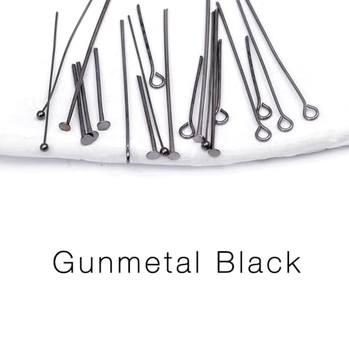 1000 Pieces Jewelry Making Head Pins and Eye Pins Set (Gunmetal Black) - color: Gunmetal Black