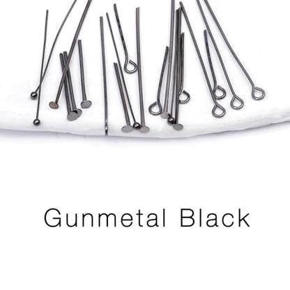 1000 Pieces Jewelry Making Head Pins and Eye Pins Set (Gunmetal Black) - color: Gunmetal Black