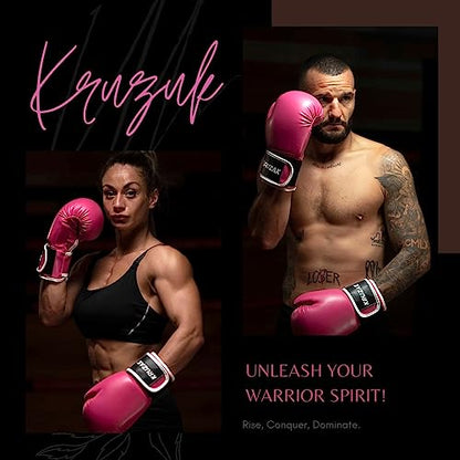 Kruzak Boxing Gloves for Men & Women, Sparring & Kickboxing Gloves, Muay Thai & MMA Gloves, 8-16 oz - color: Pink, size: 10 oz