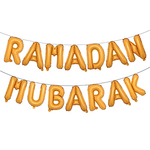 16inch Rose Gold Eid MUBARAK Foil Balloons Party Decoration Supplies Ramadan Decoration Gold EID Balloons For Muslim EID Ballon (RAMADAN Orange) - color: Ramadan Orange