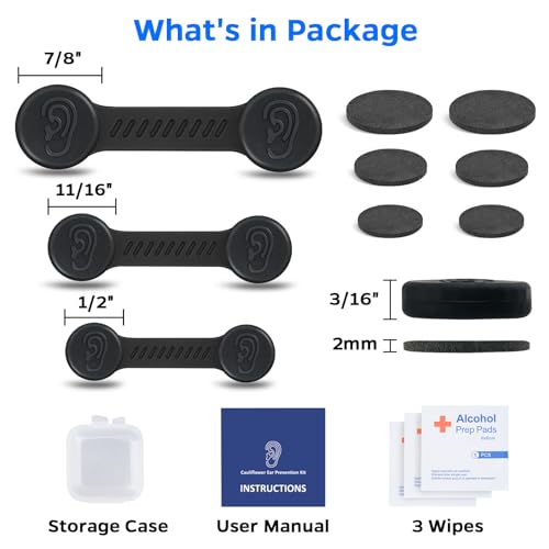Cauliflower Ear Magnet - Effective Magnets Compression Kit - Prevention & Treatment of Hematomas & Keloid in BJJ, Wrestling, MMA, Grappling, Boxing, Muay Thai, Rugby (Small, Middle and Large)