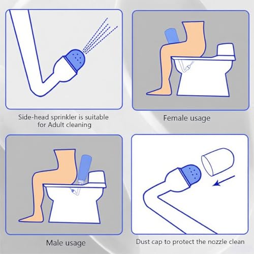 Portable Bidet for Travel-350ml Bottle with Adjustable Nozzle (Angled & Straight), Gentle Portable Cleansing - color: Blue
