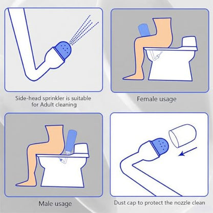 Portable Bidet for Travel-350ml Bottle with Adjustable Nozzle (Angled & Straight), Gentle Portable Cleansing - color: Blue