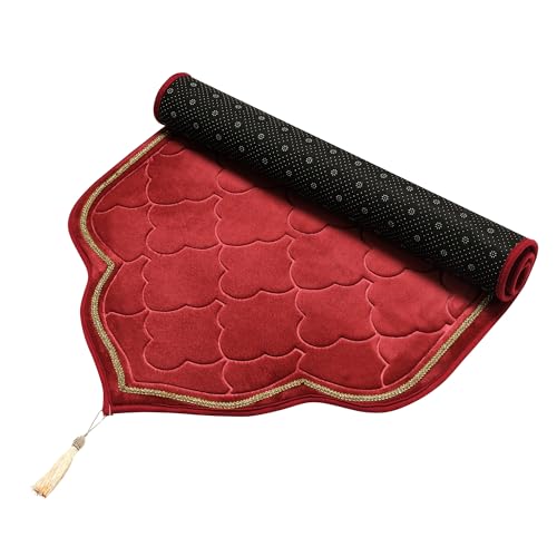 Muslim Prayer Mat, Soft Velvet Janamaz Sajada Carpet for Kids Men Women, Portable Prayer Rug with Tassel - Thick Islamic Prayer Mat Ramadan Eid Gift, Burgundy - color: Burgundy
