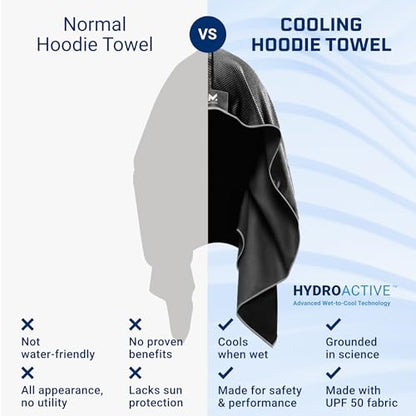 MISSION Cooling Hoodie Towel, Evaporative Cool Technology, Cools Instantly When Wet, UPF 50 Sun Protection, Contours Your Head to Stay in Place, Great for Sports, Fitness, Gym - color: Black