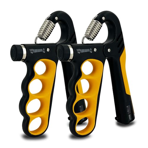 Senston Grip Strength Trainer 2 Pack - Adjustable 11-220Lbs (5-100KG) with Auto Counter, Hand Grip Strengthener, Forearm Exerciser for Athletes, Musicians, Gym, Home, Injury Rehab - color: Orange