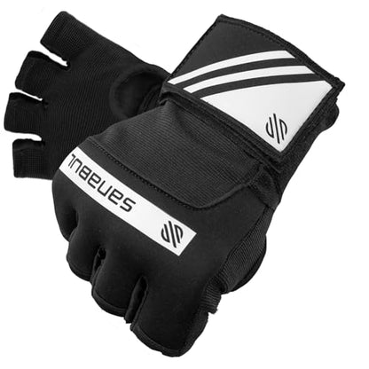 Sanabul Gel Boxing Hand Wraps for Men & Women Muay Thai MMA Kickboxing Quick Wraps Boxing Inner Gloves Wrist Knuckle Protection - color: Black/White, size: Large-X-Large