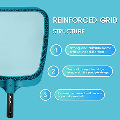 Pool Leaf Skimmer, Pool Surface Cleaning Net (Pole Not Included) | Pool Flat Net, Swimming Cleaning Tools, Plastic Frame Nylon Debris Nets for Ponds, Spas, Inground & Above Ground Pools - size: Pool Skimmer