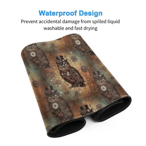 Oversized Gaming Desk Mat Retro Steam Punk Bird Steampunk Owl, Non Slip Rubber Bottom Mouse Pad Fit Laptop Keyboard Setup - color: Pattern (153), size: 29.5L x 15.8W inches