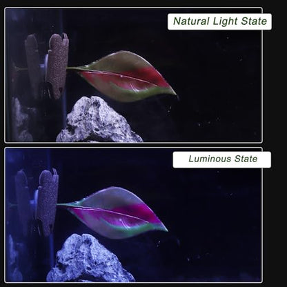 Betta Fish Bed, Betta Leaf Bed, Silicone Betta Hammock, Betta Hammock Pad with Suction Cup, Glowing Aquarium Decor Betta Fish Supplies, Red 1set