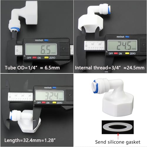 3/4"F Elbow to 1/4" Push-Fit Adapter, 3 Pcs | Plastic RO water filter hose connector for garden hoses, pre-filters & purifiers — fits RO/RODI & standard filters. - style: 1/4” Tube to 3/4” Female Thread Elbow