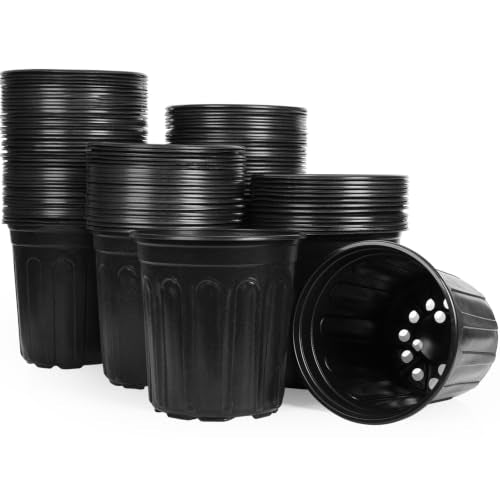 100-Pack 1 Gallon Flexible Plant Nursery Pots,Thickened Soft Plastic Seedling Pots,Seed Starting Pot Flower Plant Container for Succulents，Seedlings - size: 1Gallon, style: 100P