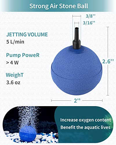 Pawfly Aquarium Air Stone Bubbler 2 Inch, Oxygen Diffuser Airstone for Air Pump Fish Tank Bucket Pond and DWC Reservoir, 4 Pack - color: 4 Pack(Blue)