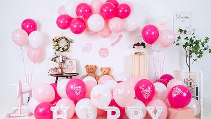 Paready Mother's Day Balloons, 60 Pcs Pink White Mom Print Party Decor - color: Mom
