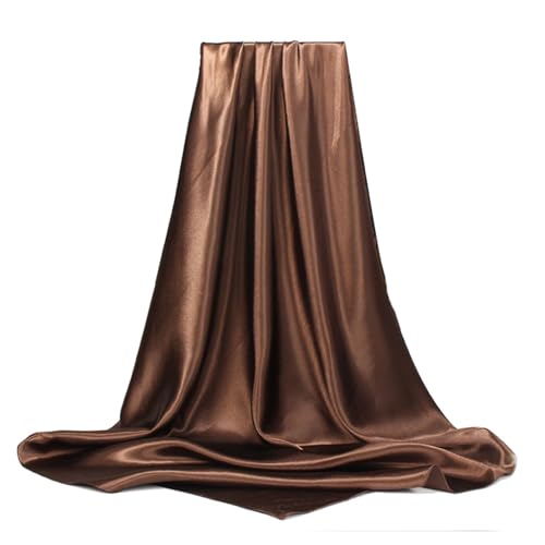 Elegant Satin Jersey Muslim Hijab Scarf Square Soft Head Wrap Scarves Shawl for Women Girls - color: Coffee(90*90cm)