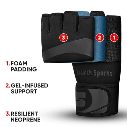 Boxing Inner Gloves Neoprene Wrist Support Padded Gel Wraps Hand Protection Boxing Bag Hand Wraps for Punching MMA Martial Arts Muay Thai Speed Bag Training – Under Mitts - size: Large