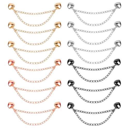 12 Pcs Magnetic Clothing Clips with Chain for Pants, Hems and Sleeves
