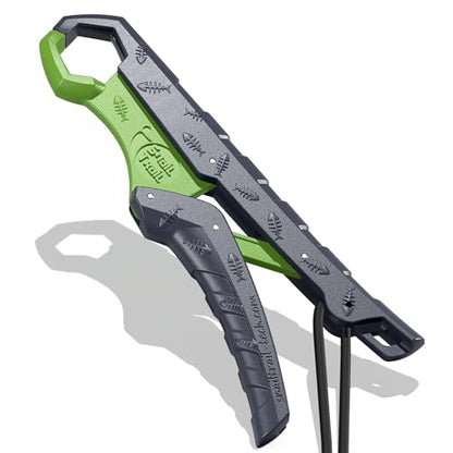 7.5'' Floating Fish Gripper, Fishing Grabber | Catfish Mouth Pliers, Caught Bass Holder, Fish Scale Hook Clamp, Saltwater Lip Grip Tool with Lanyard, Gifts for Men - color: Gray-green