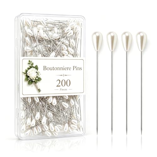 Pearl Corsage Pins for Wedding Bouquets, Boutonnieres and DIY Sewing Crafts - color: 200 Pcs Silver