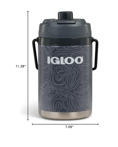 Igloo Trailmate Hybrid 54 oz Insulated Water Bottle, Large Sports Water Jug, Beverage Cooler, Carbonite - color: Carbonite